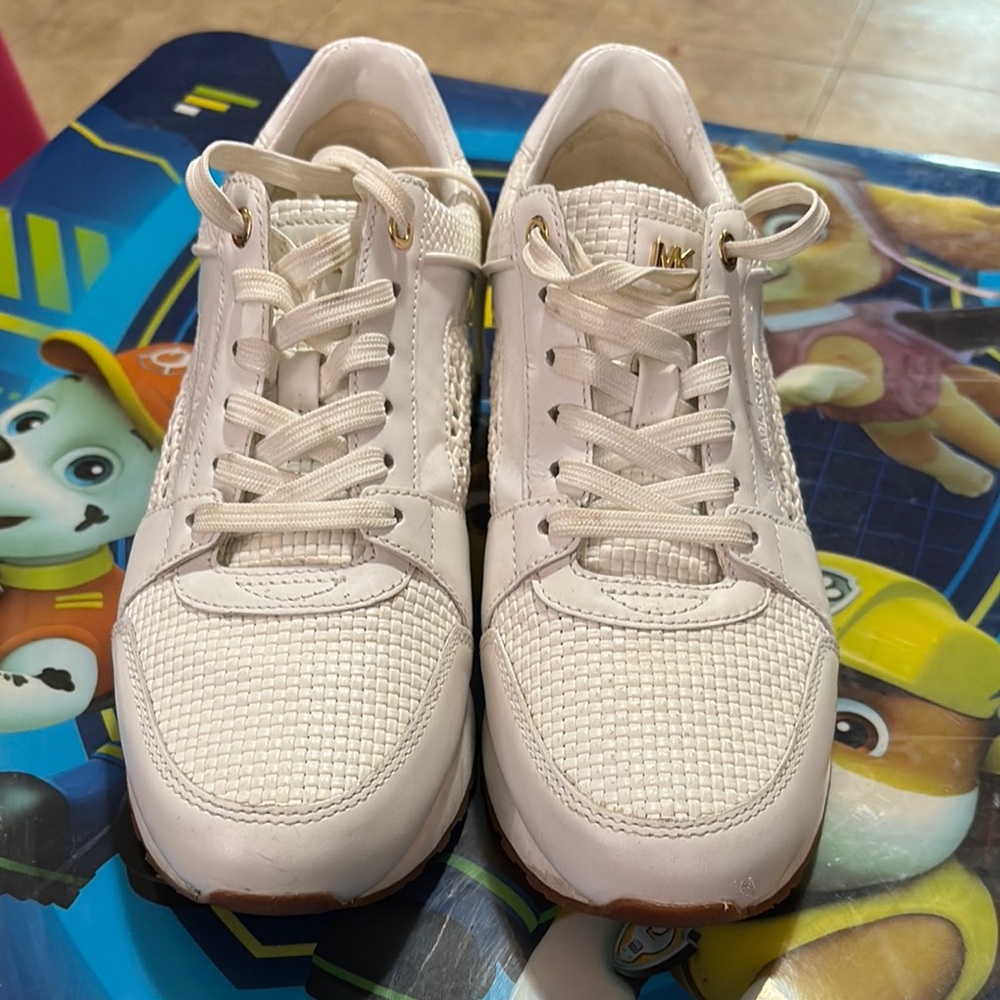 Michael Kors White Sneakers with Gold Accents